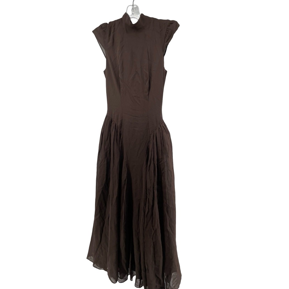 Reformation Women's Maxi Dress High Neck Brown Chiffon Size 0